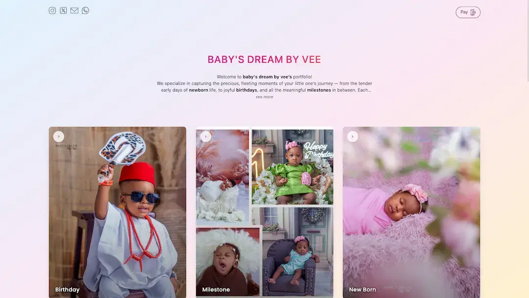 Baby's Dream By Vee website example