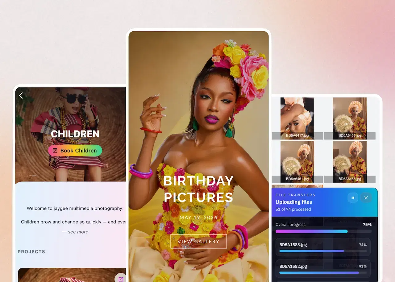 OurPixo mobile experience preview with cut-outs