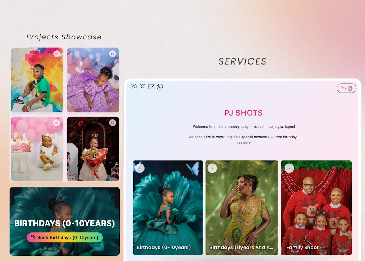 Booking-friendly portfolio website experience