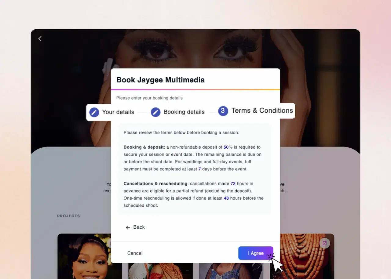 Brand and policy presentation on a portfolio website